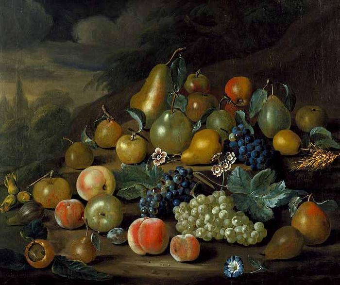 Charles Collins A Still Life of Pears, Peaches and Grapes oil painting image